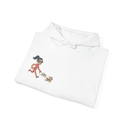 Girl Jogging Dog Hoodie — Cute Running Dog Graphic Sweatshirt