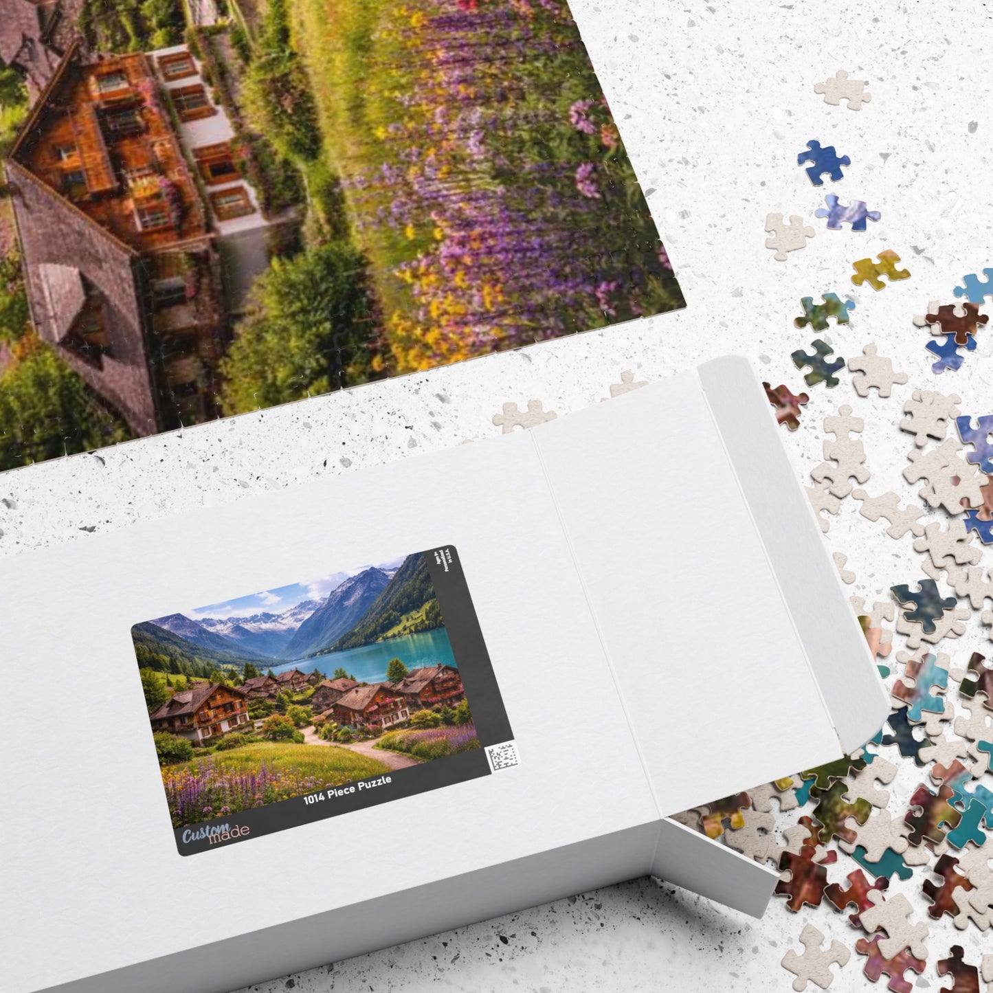 Scenic Alpine Lakeside Village Jigsaw Puzzle — 110/252/520/1014 pcs