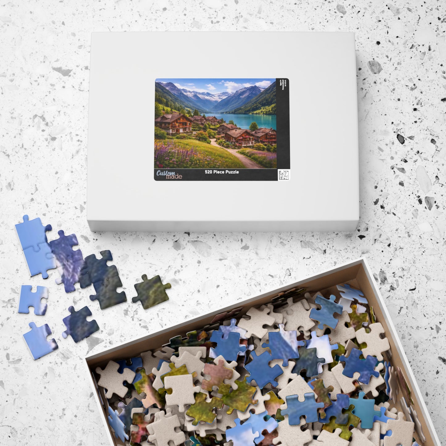 Scenic Alpine Lakeside Village Jigsaw Puzzle — 110/252/520/1014 pcs