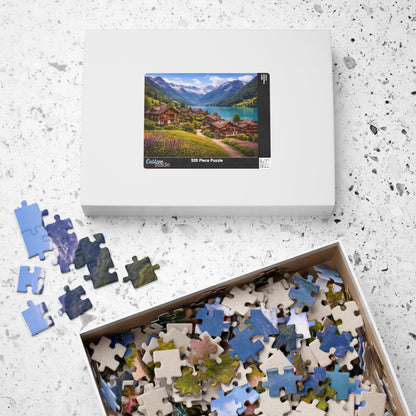 Scenic Alpine Lakeside Village Jigsaw Puzzle — 110/252/520/1014 pcs