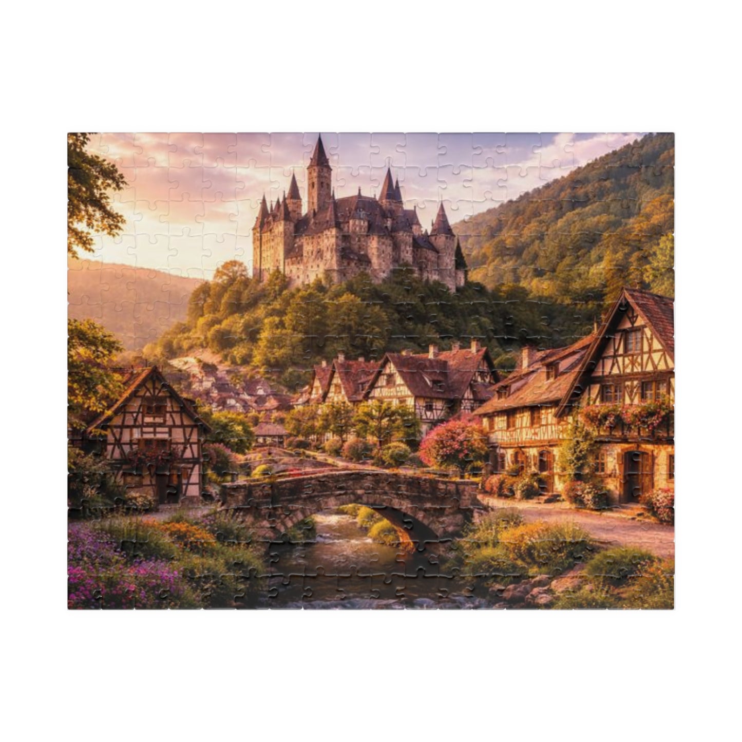 Scenic Castle Village Jigsaw Puzzle — 110/252/520/1014-Piece Fantasy Landscape Puzzle