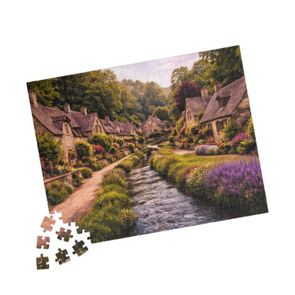 Cottage River Lane Jigsaw Puzzle — Scenic Village Landscape Puzzle (110/252/520/1014 pcs)