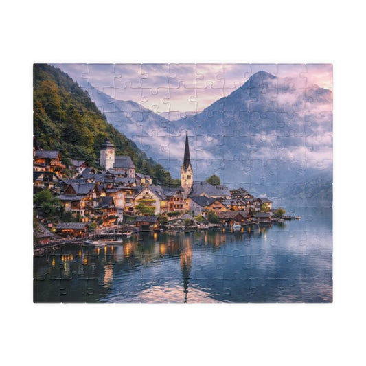 Scenic Alpine Lake Jigsaw Puzzle — Hallstatt Village 110/252/520/1014pc