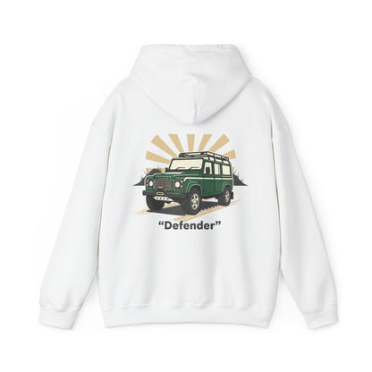 Classic Land Rover Defender SUV Hoodie — Vintage Green Off‑Road Truck Sweatshirt