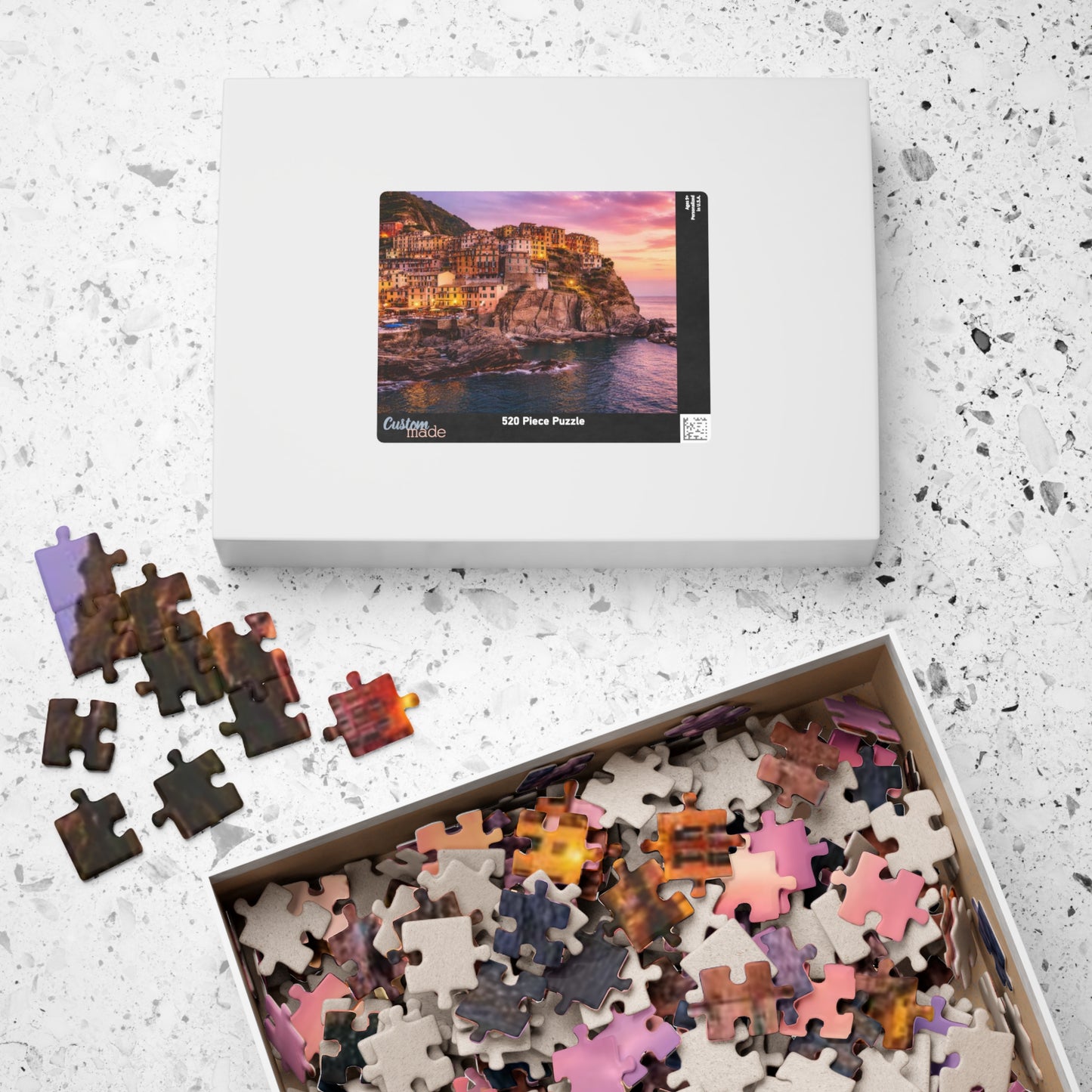 Coastal Village Sunset Puzzle — Scenic Landscape Jigsaw (110/252/520/1014 pcs)