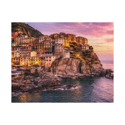 Coastal Village Sunset Puzzle — Scenic Landscape Jigsaw (110/252/520/1014 pcs)