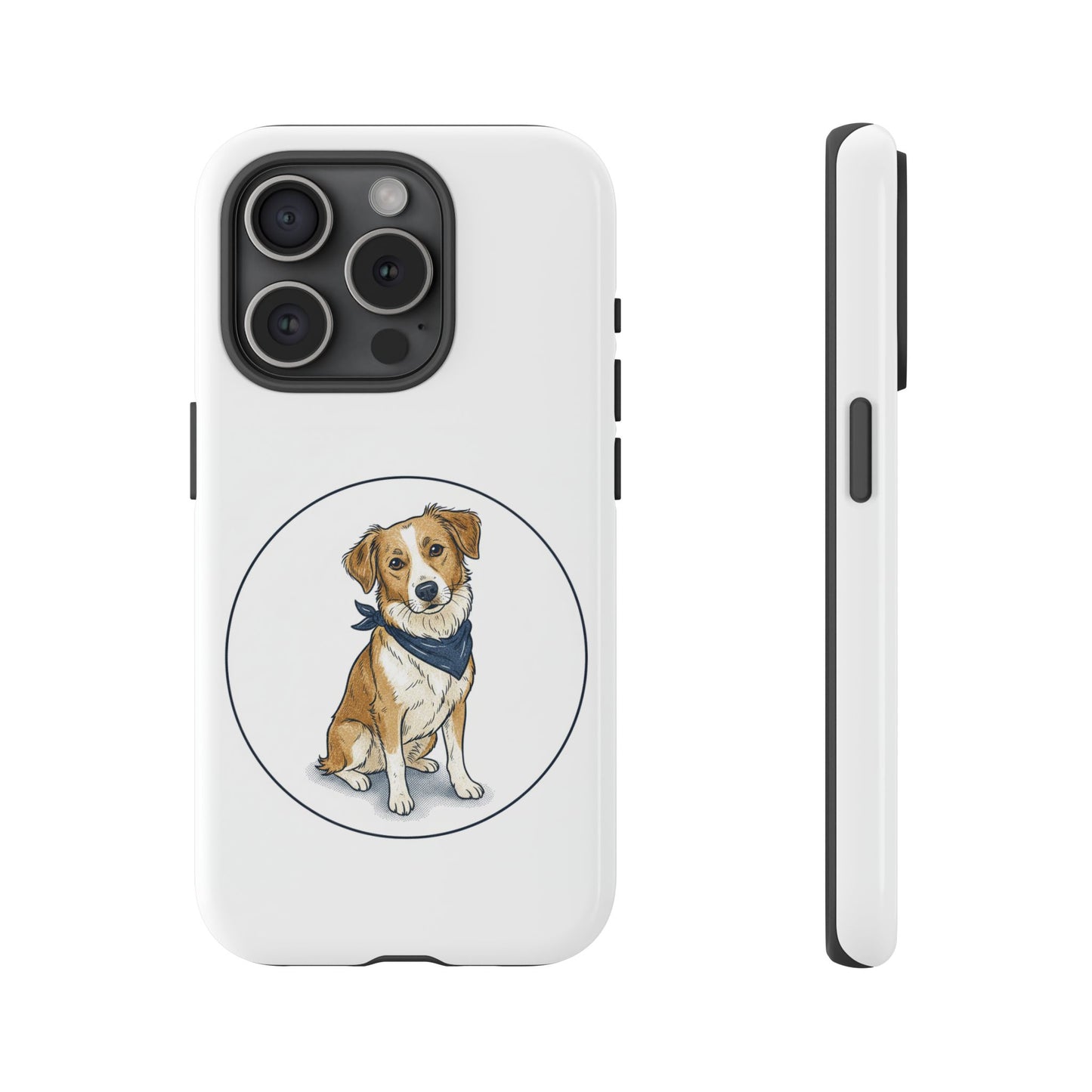 Dog Portrait Phone Case — Cute Bandana Puppy Illustration Protective iPhone Case