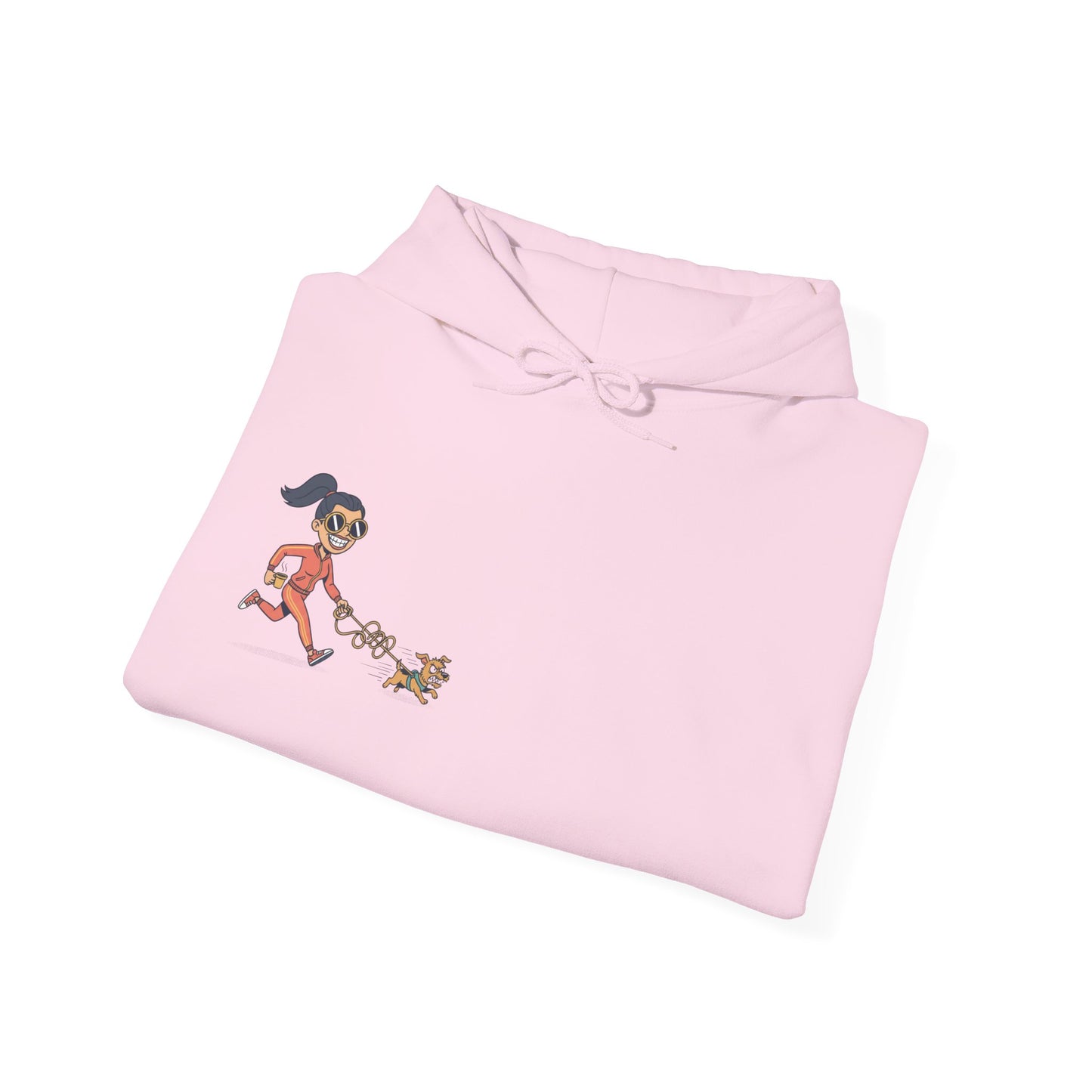 Girl Jogging Dog Hoodie — Cute Running Dog Graphic Sweatshirt