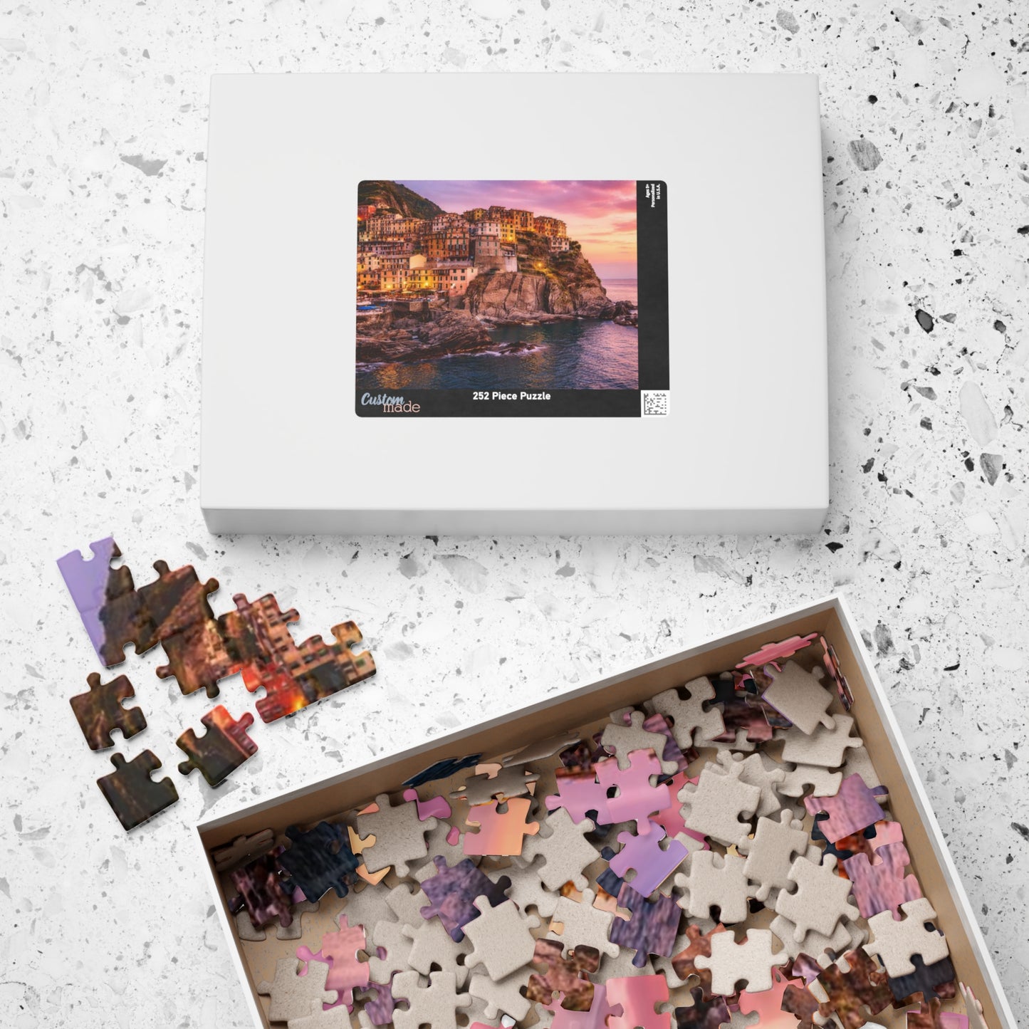 Coastal Village Sunset Puzzle — Scenic Landscape Jigsaw (110/252/520/1014 pcs)