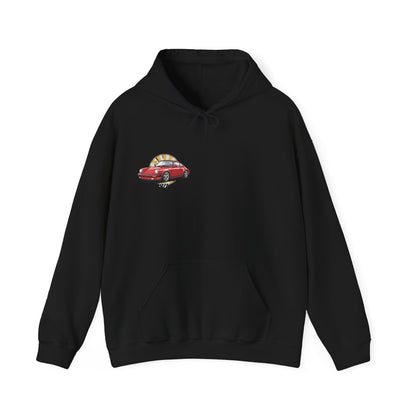 Porsche 911 Red Sports Car Hoodie — Retro Sunrise Racing Graphic