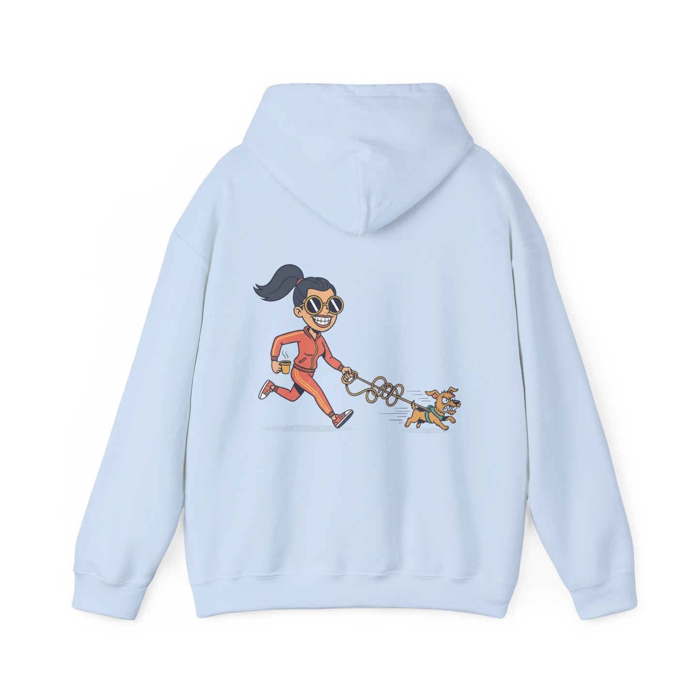 Girl Jogging Dog Hoodie — Cute Running Dog Graphic Sweatshirt