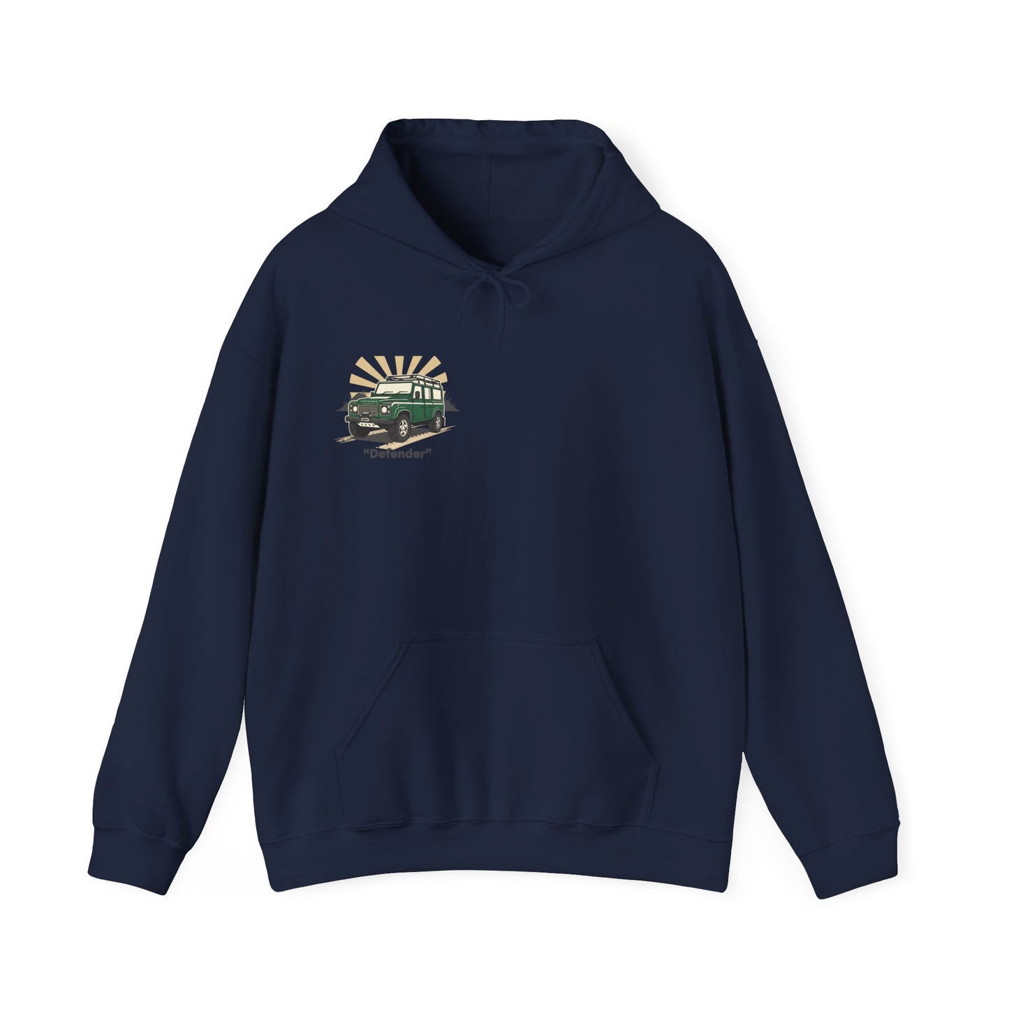 Classic Land Rover Defender SUV Hoodie — Vintage Green Off‑Road Truck Sweatshirt