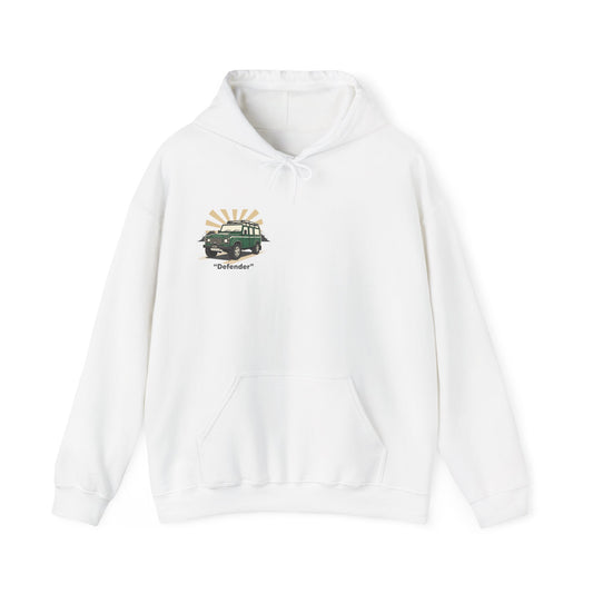 Classic Land Rover Defender SUV Hoodie — Vintage Green Off‑Road Truck Sweatshirt