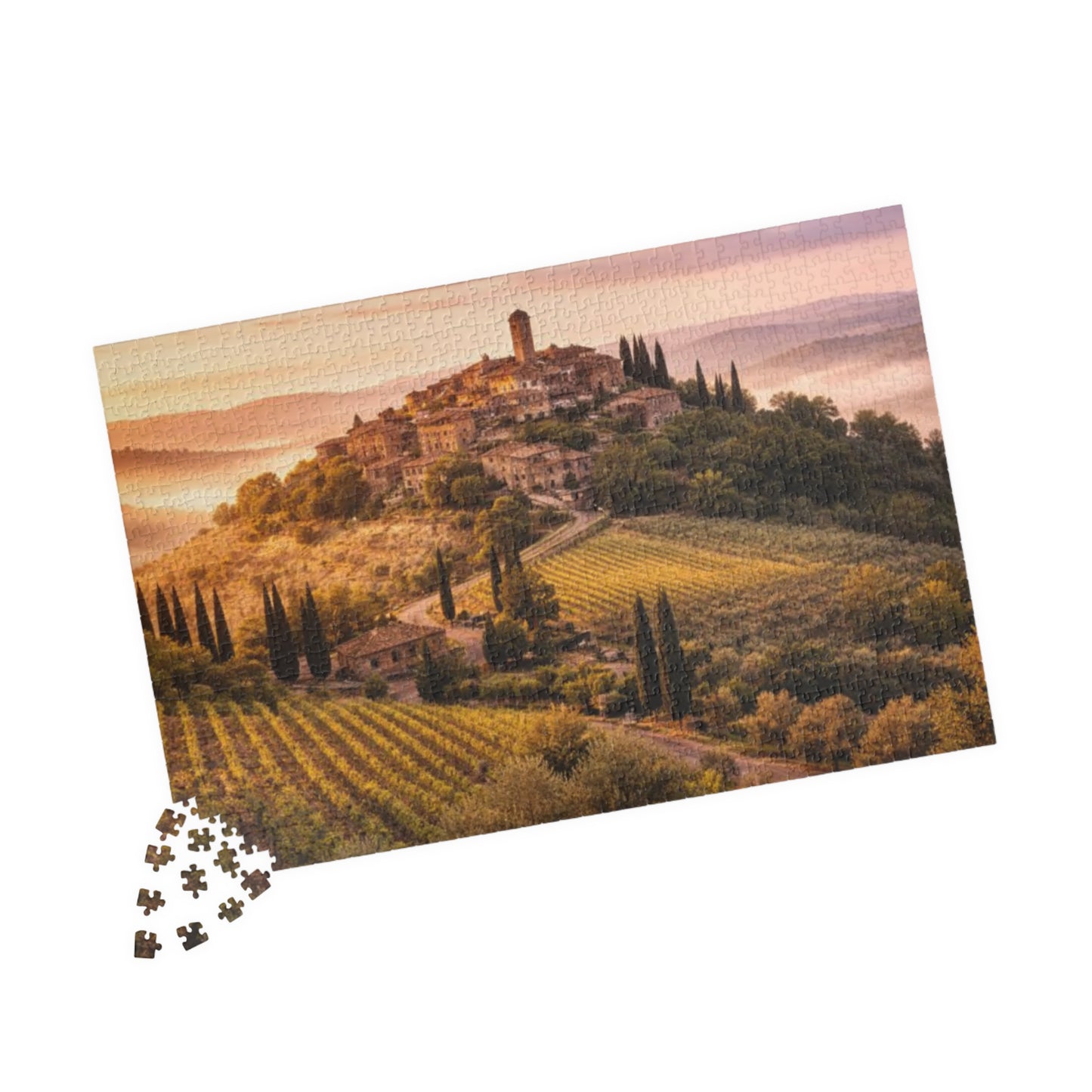 Tuscany Vineyard Sunset Puzzle — Scenic 110/252/520/1014‑Piece Jigsaw