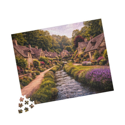 Cottage River Lane Jigsaw Puzzle — Scenic Village Landscape Puzzle (110/252/520/1014 pcs)