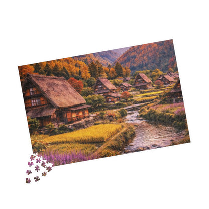 Autumn Mountain Village Jigsaw Puzzle — Scenic 110/252/520/1014-Piece Puzzle