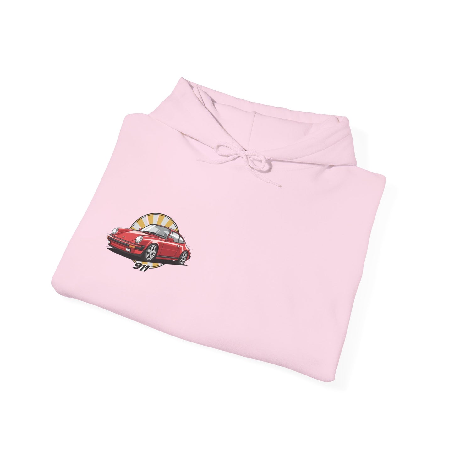 Porsche 911 Red Sports Car Hoodie — Retro Sunrise Racing Graphic