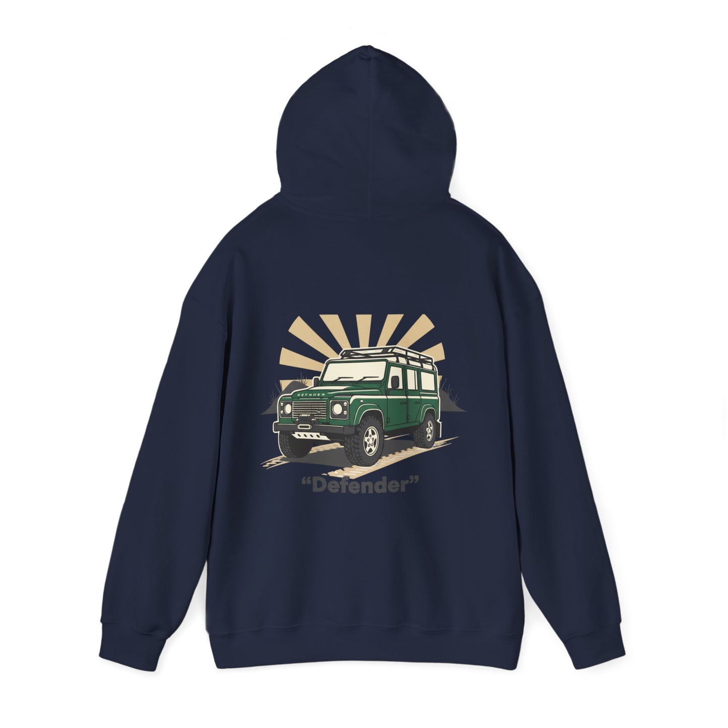 Classic Land Rover Defender SUV Hoodie — Vintage Green Off‑Road Truck Sweatshirt