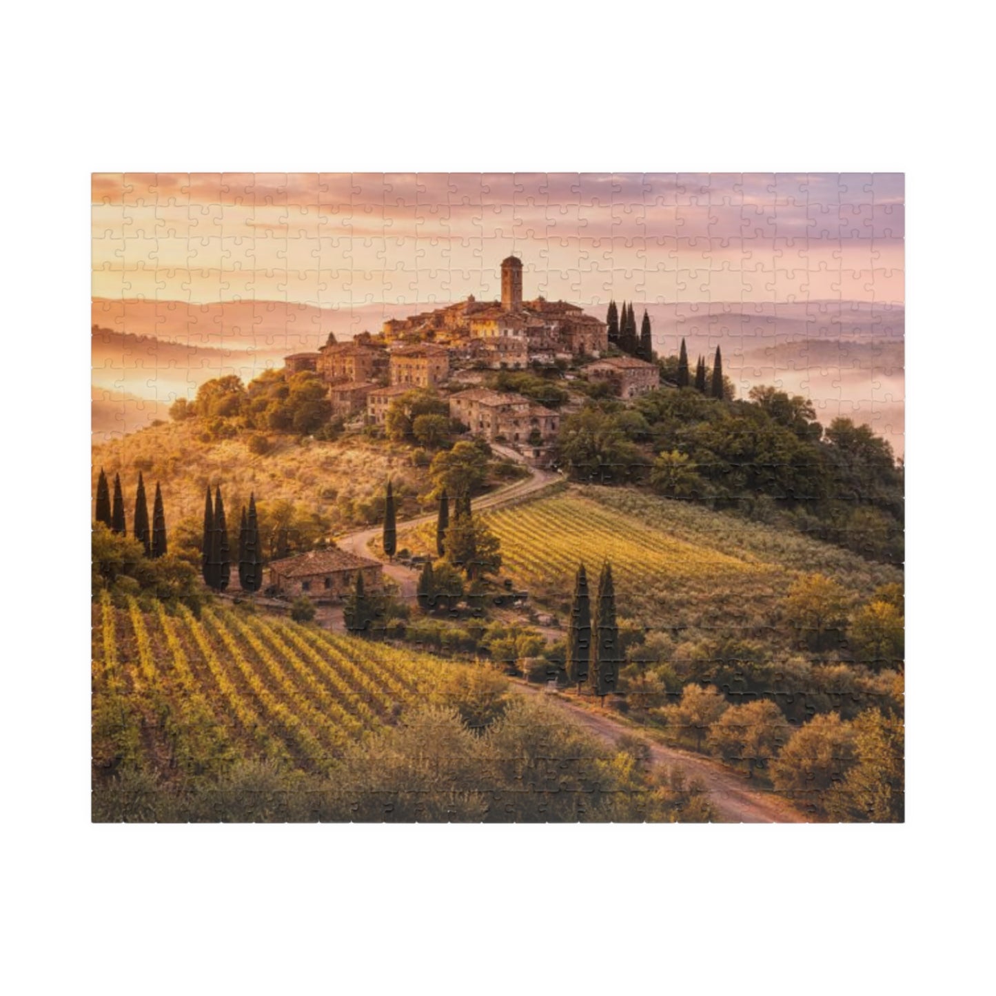 Tuscany Vineyard Sunset Puzzle — Scenic 110/252/520/1014‑Piece Jigsaw