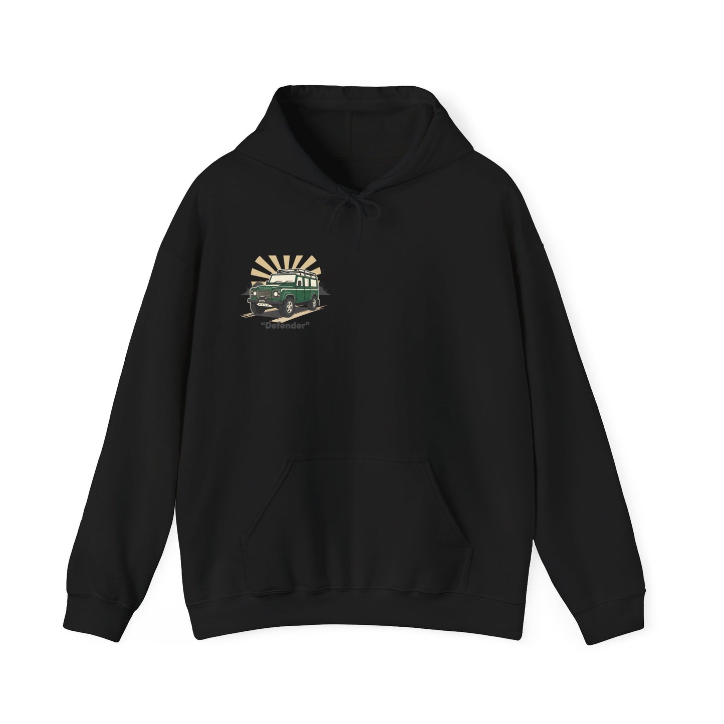 Classic Land Rover Defender SUV Hoodie — Vintage Green Off‑Road Truck Sweatshirt