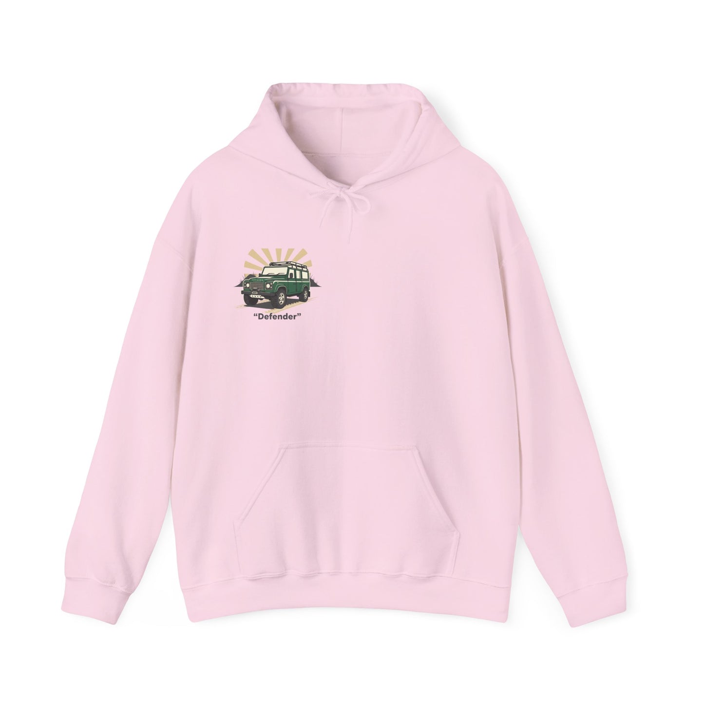 Classic Land Rover Defender SUV Hoodie — Vintage Green Off‑Road Truck Sweatshirt