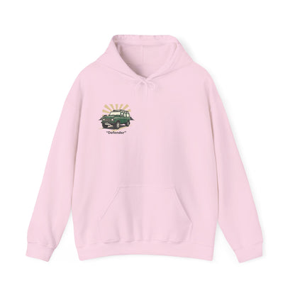 Classic Land Rover Defender SUV Hoodie — Vintage Green Off‑Road Truck Sweatshirt
