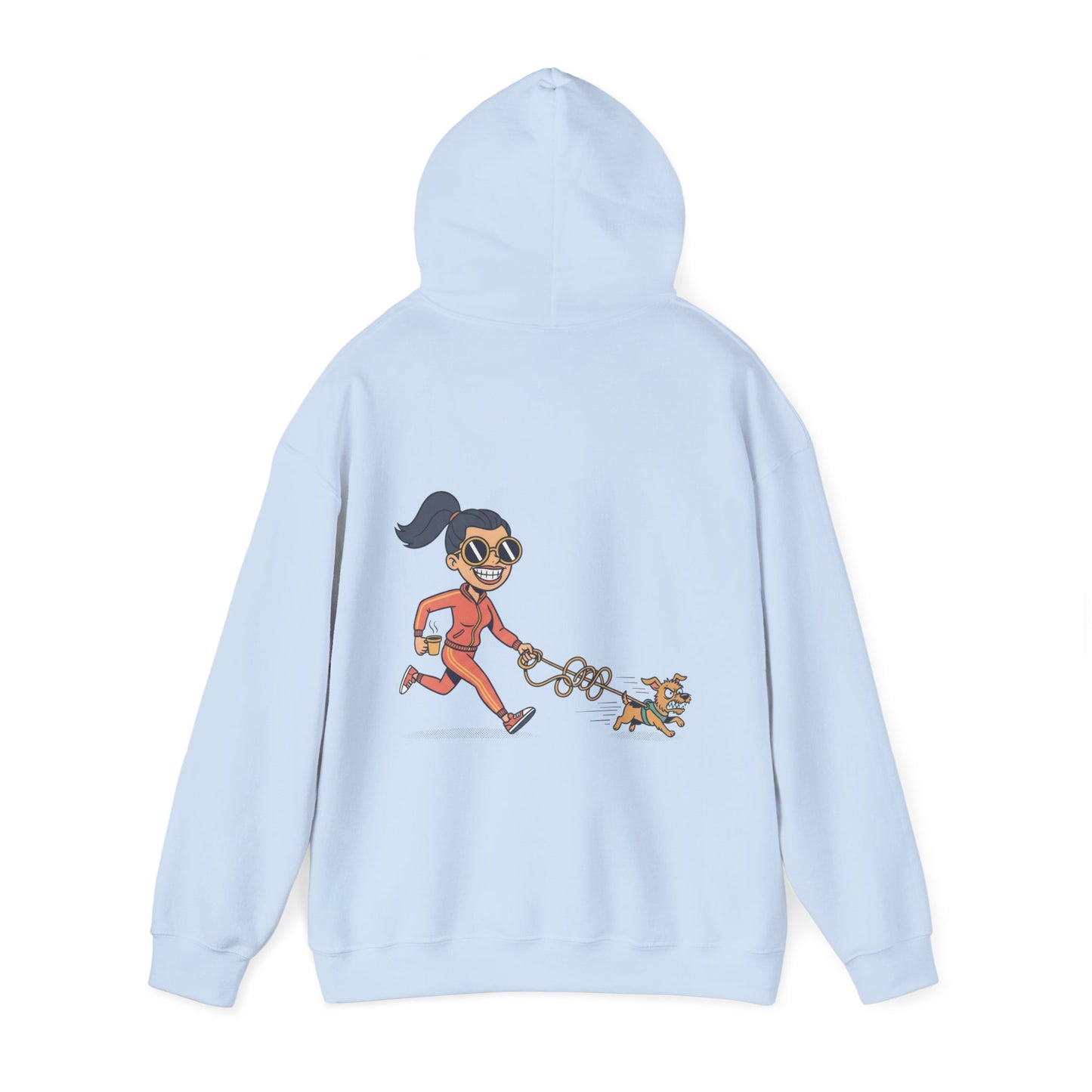 Girl Jogging Dog Hoodie — Cute Running Dog Graphic Sweatshirt