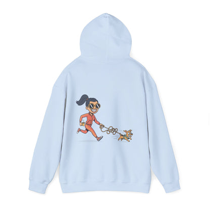 Girl Jogging Dog Hoodie — Cute Running Dog Graphic Sweatshirt