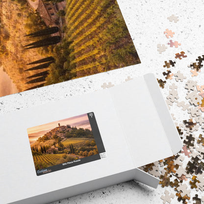 Tuscany Vineyard Sunset Puzzle — Scenic 110/252/520/1014‑Piece Jigsaw