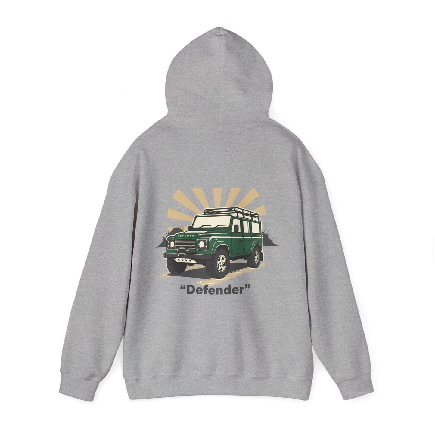 Classic Land Rover Defender SUV Hoodie — Vintage Green Off‑Road Truck Sweatshirt