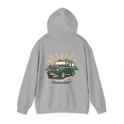 Classic Land Rover Defender SUV Hoodie — Vintage Green Off‑Road Truck Sweatshirt