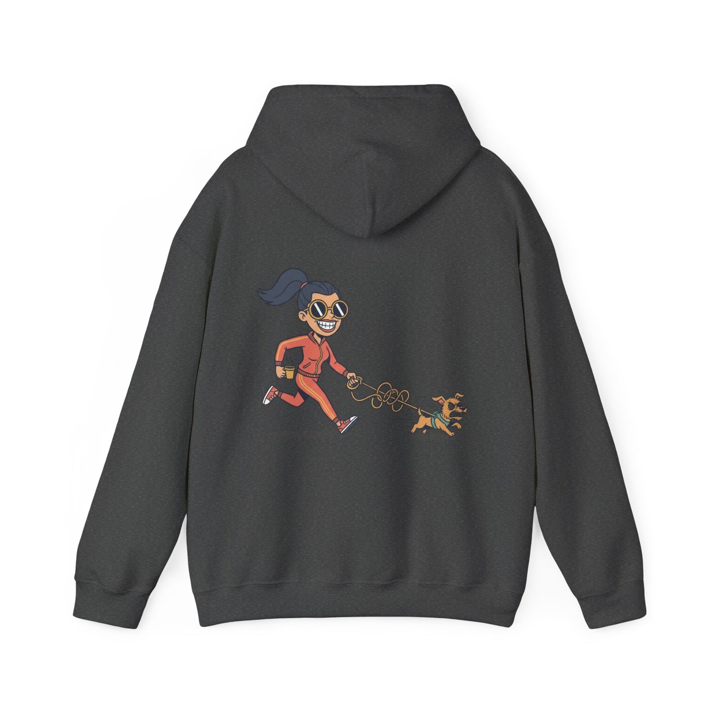 Girl Jogging Dog Hoodie — Cute Running Dog Graphic Sweatshirt