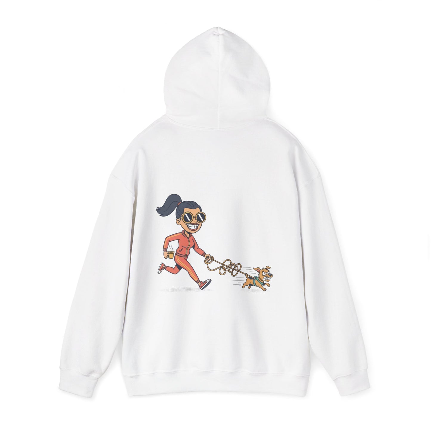 Girl Jogging Dog Hoodie — Cute Running Dog Graphic Sweatshirt