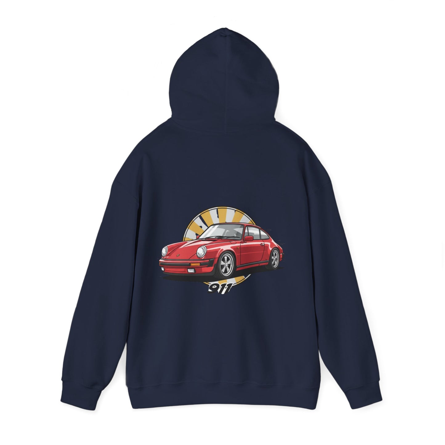 Porsche 911 Red Sports Car Hoodie — Retro Sunrise Racing Graphic