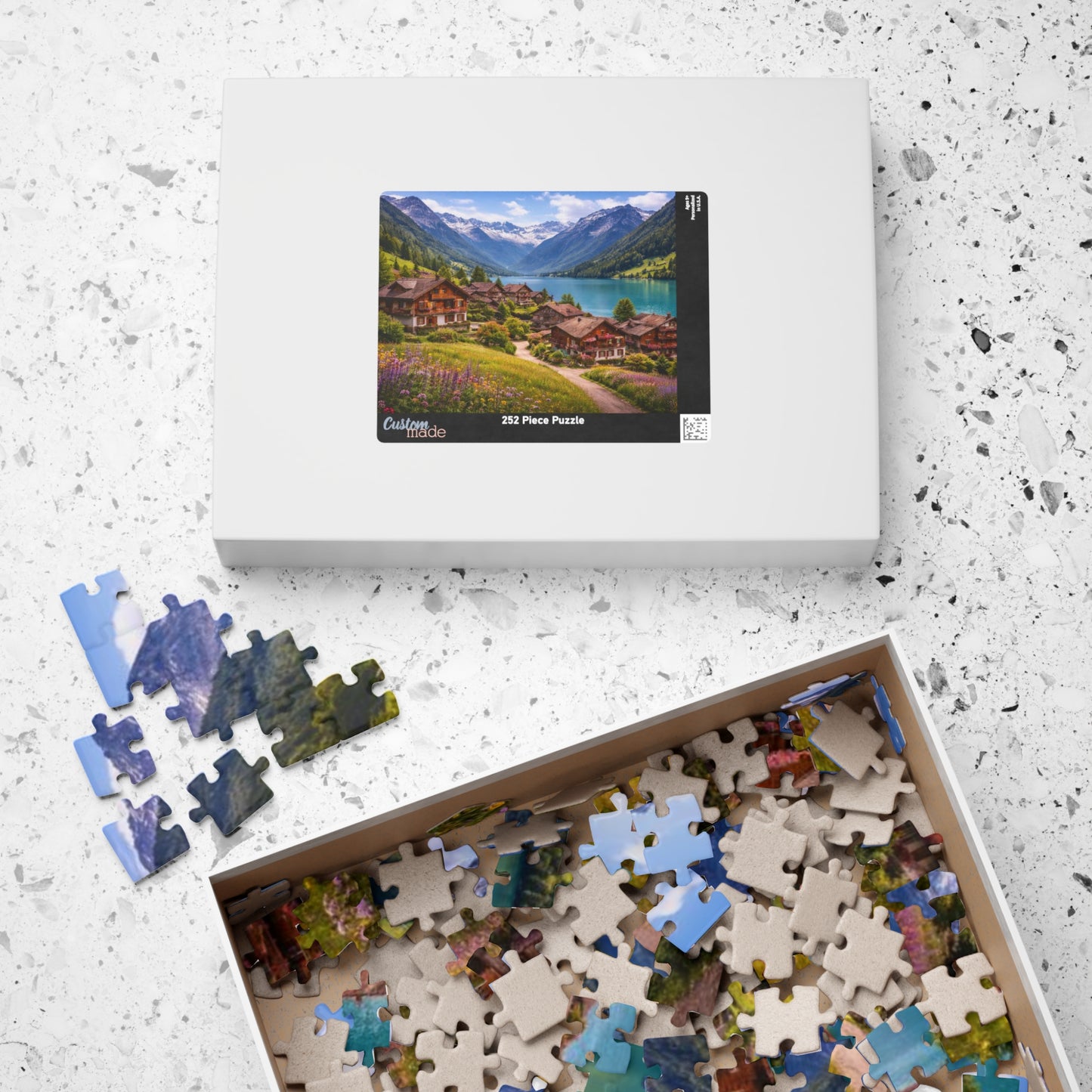 Scenic Alpine Lakeside Village Jigsaw Puzzle — 110/252/520/1014 pcs