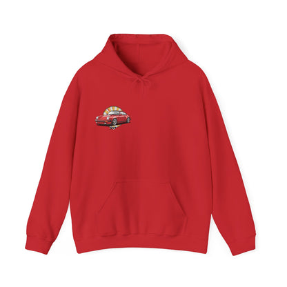 Porsche 911 Red Sports Car Hoodie — Retro Sunrise Racing Graphic