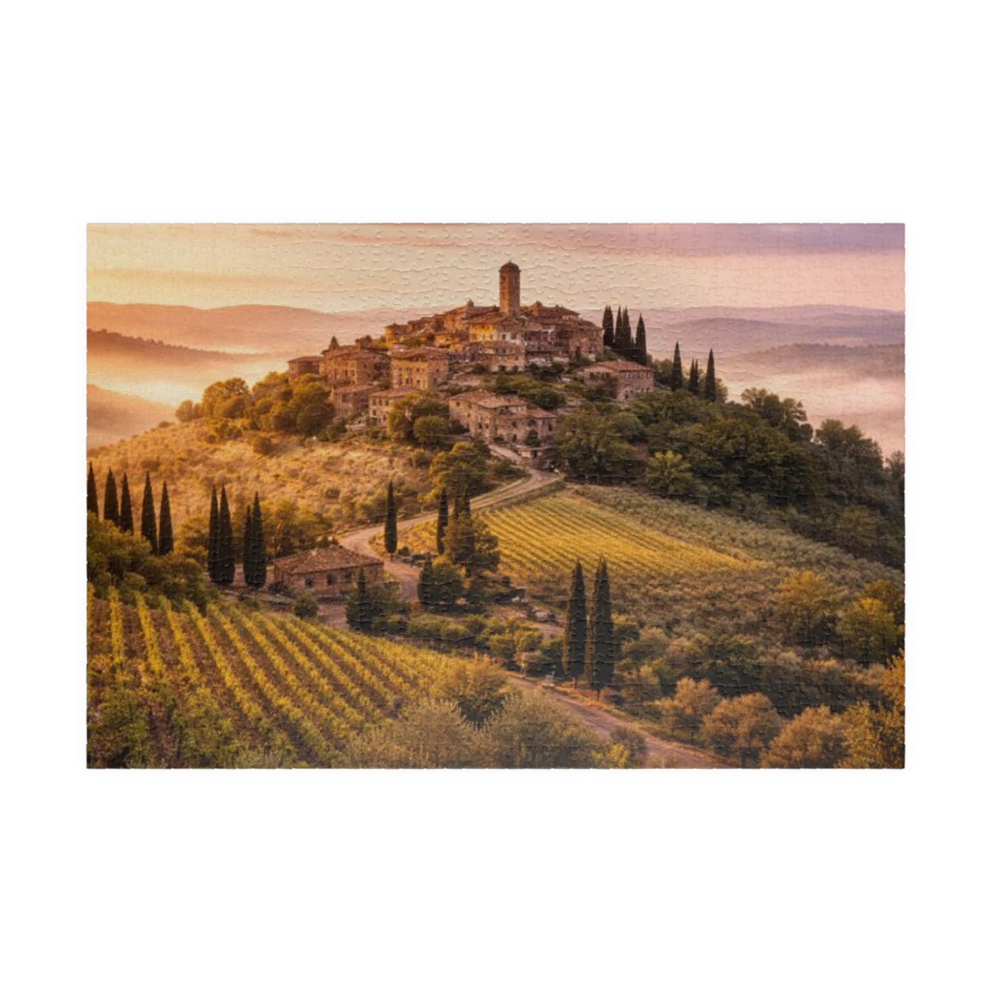 Tuscany Vineyard Sunset Puzzle — Scenic 110/252/520/1014‑Piece Jigsaw