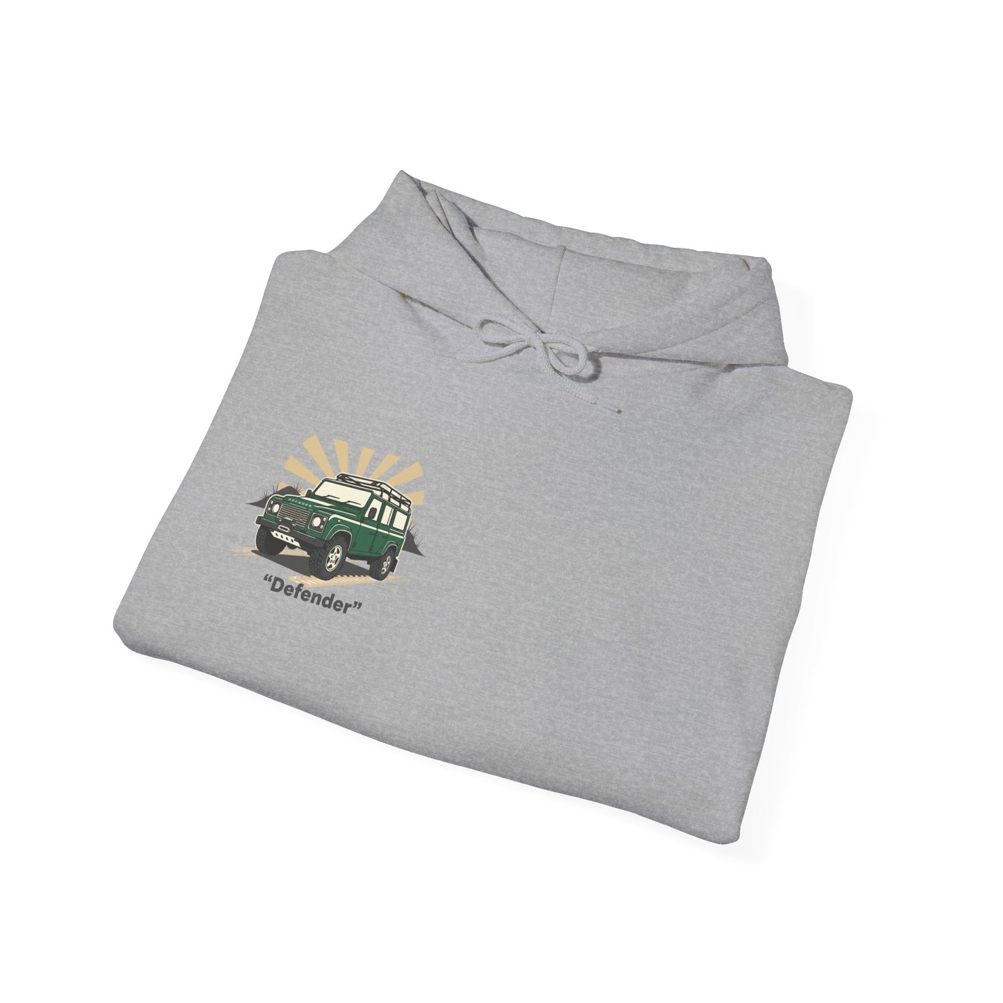 Classic Land Rover Defender SUV Hoodie — Vintage Green Off‑Road Truck Sweatshirt