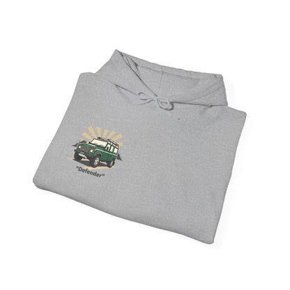 Classic Land Rover Defender SUV Hoodie — Vintage Green Off‑Road Truck Sweatshirt