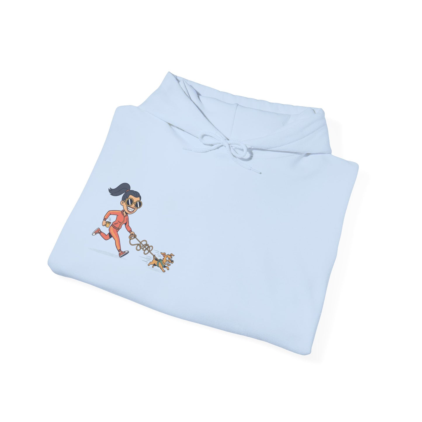 Girl Jogging Dog Hoodie — Cute Running Dog Graphic Sweatshirt