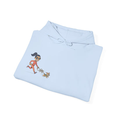 Girl Jogging Dog Hoodie — Cute Running Dog Graphic Sweatshirt