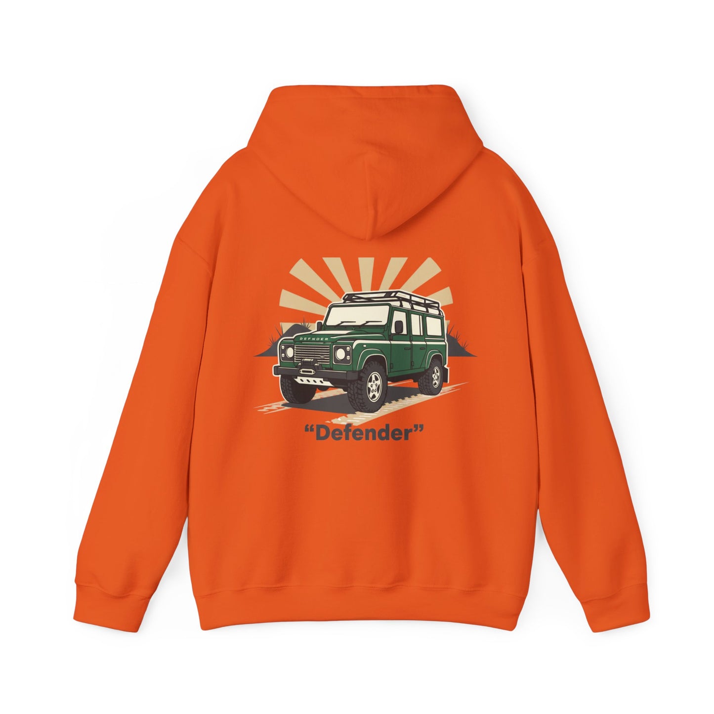 Classic Land Rover Defender SUV Hoodie — Vintage Green Off‑Road Truck Sweatshirt