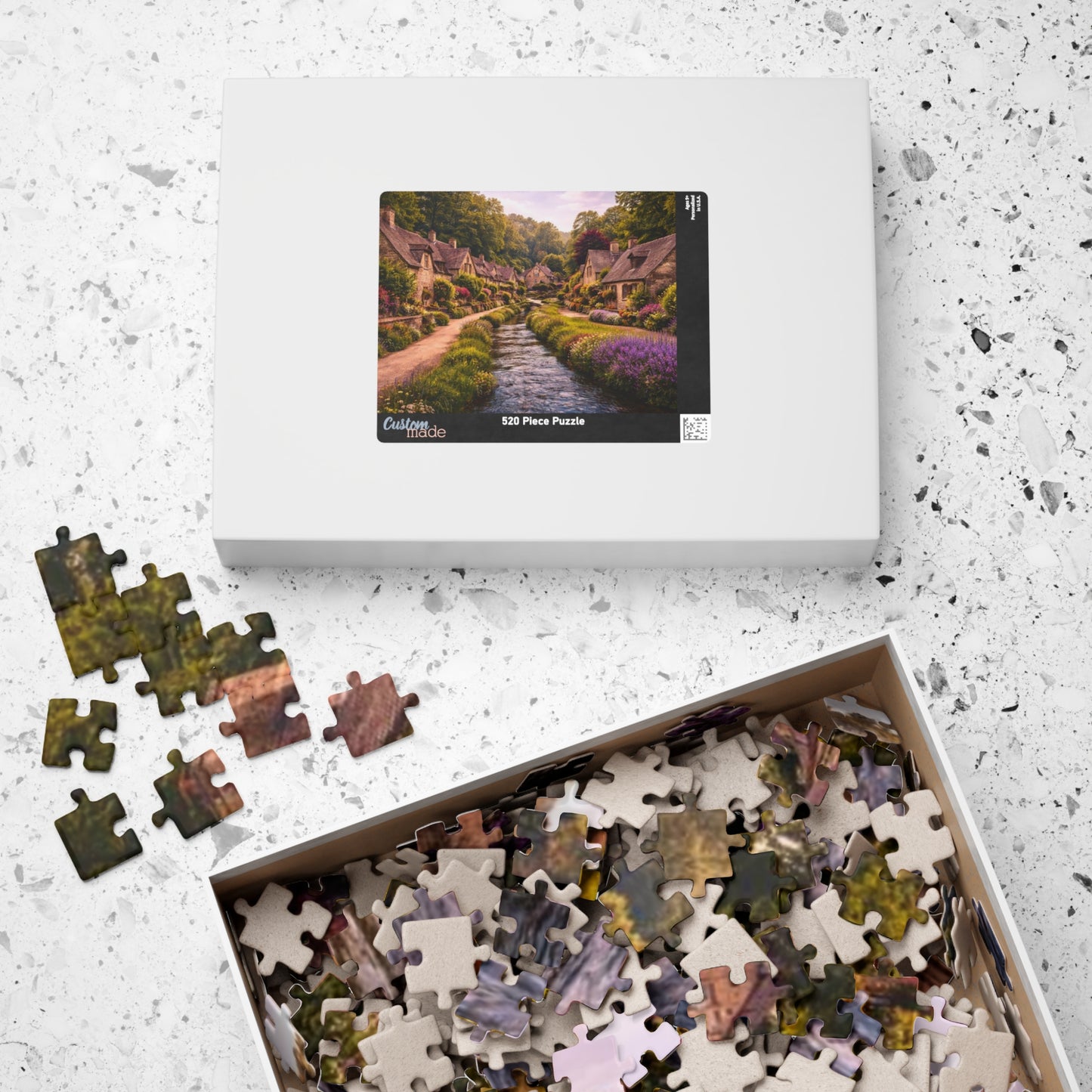 Cottage River Lane Jigsaw Puzzle — Scenic Village Landscape Puzzle (110/252/520/1014 pcs)