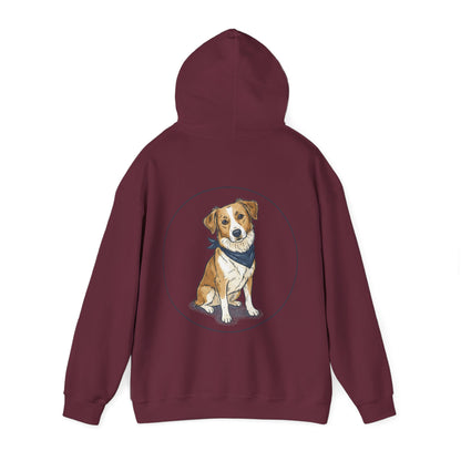 Dog Portrait Hoodie – Watercolor Puppy with Bandana Pullover