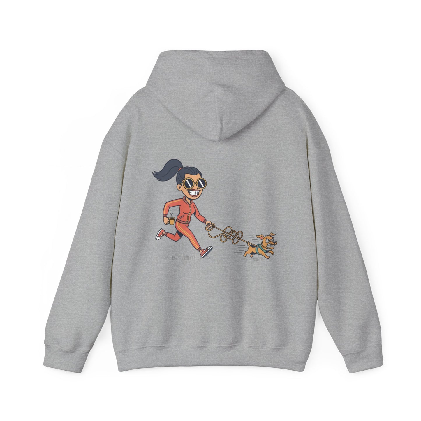 Girl Jogging Dog Hoodie — Cute Running Dog Graphic Sweatshirt