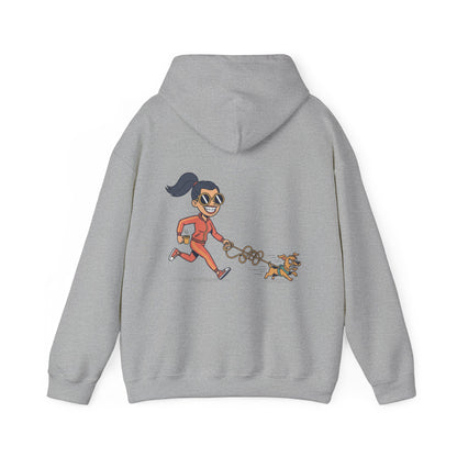 Girl Jogging Dog Hoodie — Cute Running Dog Graphic Sweatshirt