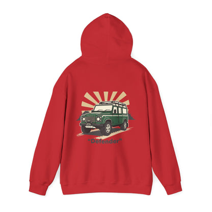 Classic Land Rover Defender SUV Hoodie — Vintage Green Off‑Road Truck Sweatshirt