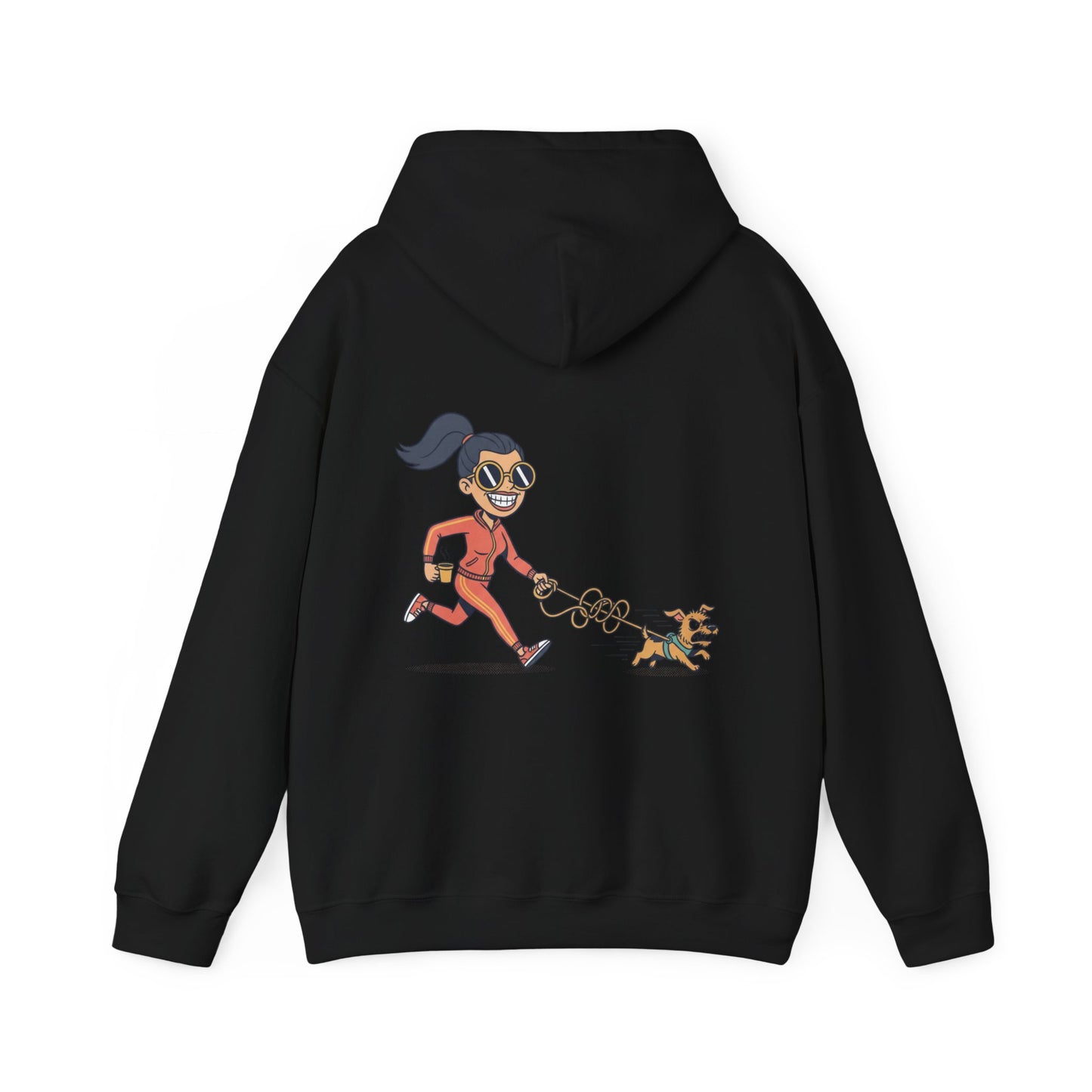 Girl Jogging Dog Hoodie — Cute Running Dog Graphic Sweatshirt