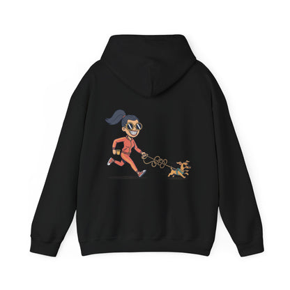 Girl Jogging Dog Hoodie — Cute Running Dog Graphic Sweatshirt