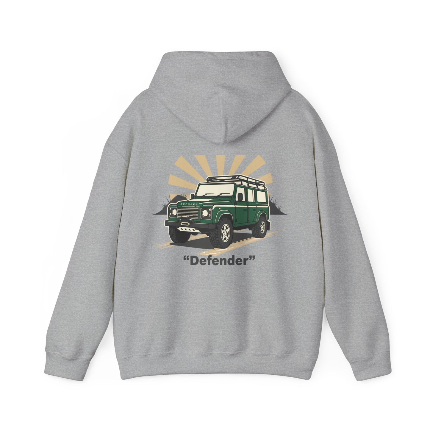 Classic Land Rover Defender SUV Hoodie — Vintage Green Off‑Road Truck Sweatshirt